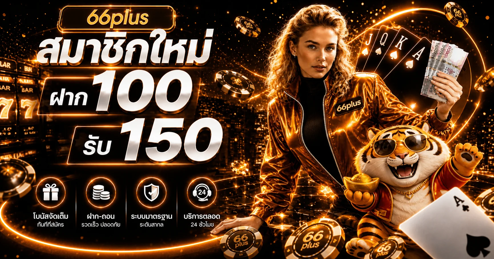 โปรโมชั่นสมาชิกใหม่ 66plus พร้อมมาสคอต Fortune Tiger